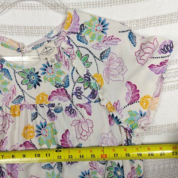 St. John’s Bay White Multicolor Floral Short Sleeve Top L NEW - Picture 3 of 8